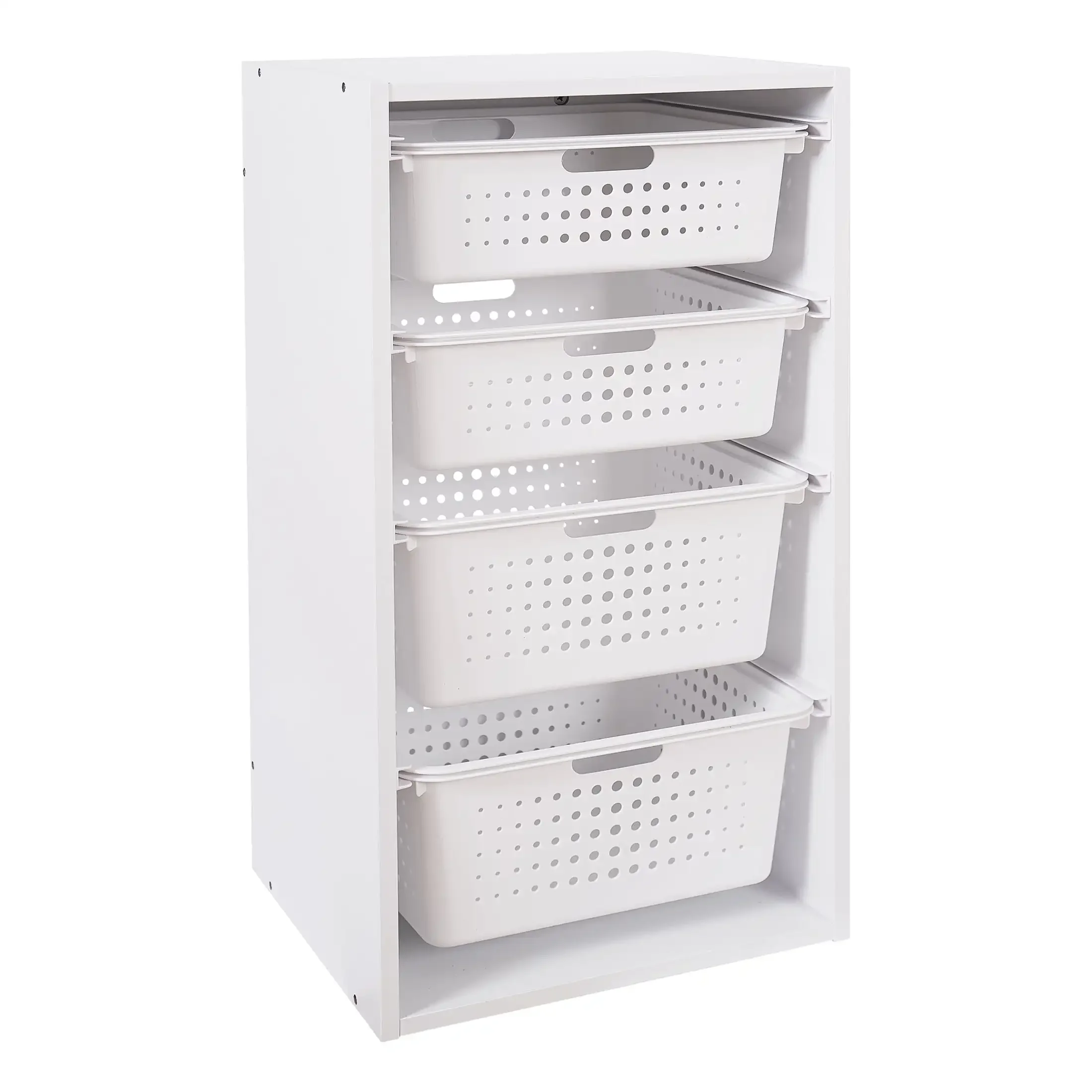 Kids Sliding Bin Organizer with 4 Storage Bins, White,